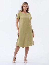 Женское платье с ассиметричной линией низа П465ОЛ / Оливковый